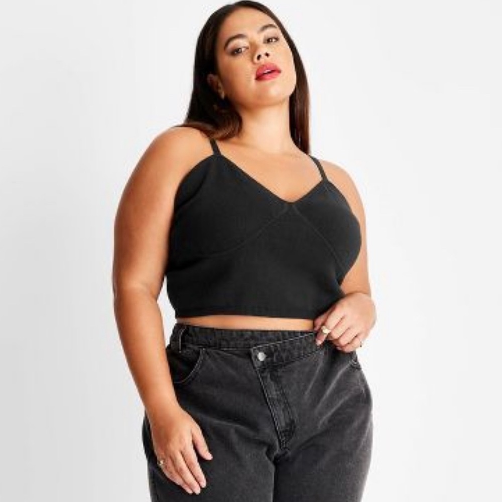 Future Collective V Neck Bralette Sweater Tank Top